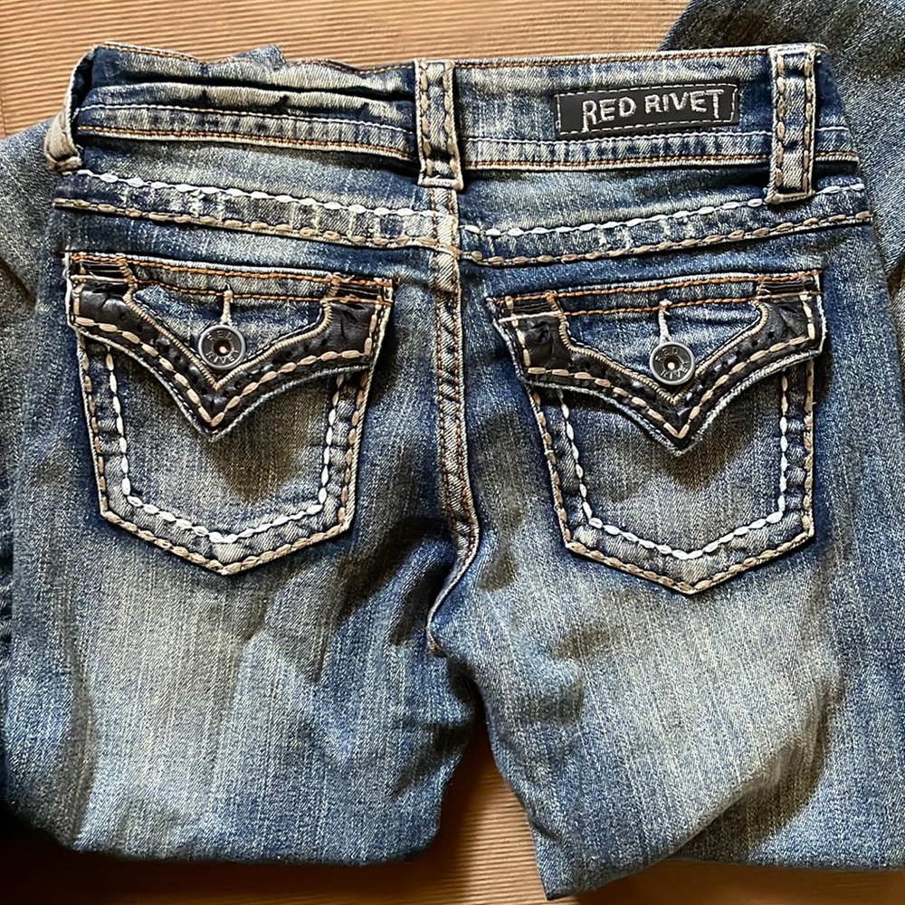 Red Rivet Jeans - Picture 4 of 7